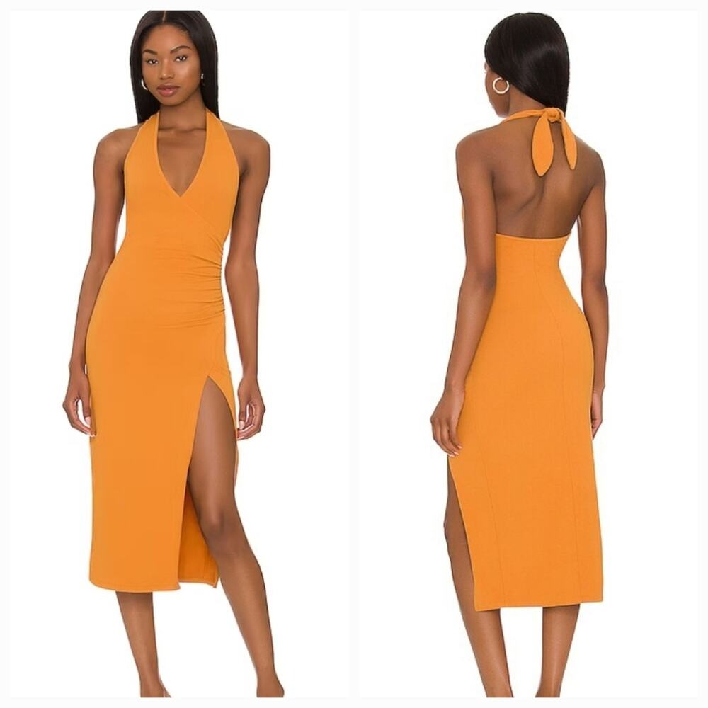 Lovers and Friends Mary Midi Dress in Honey Ginger Small